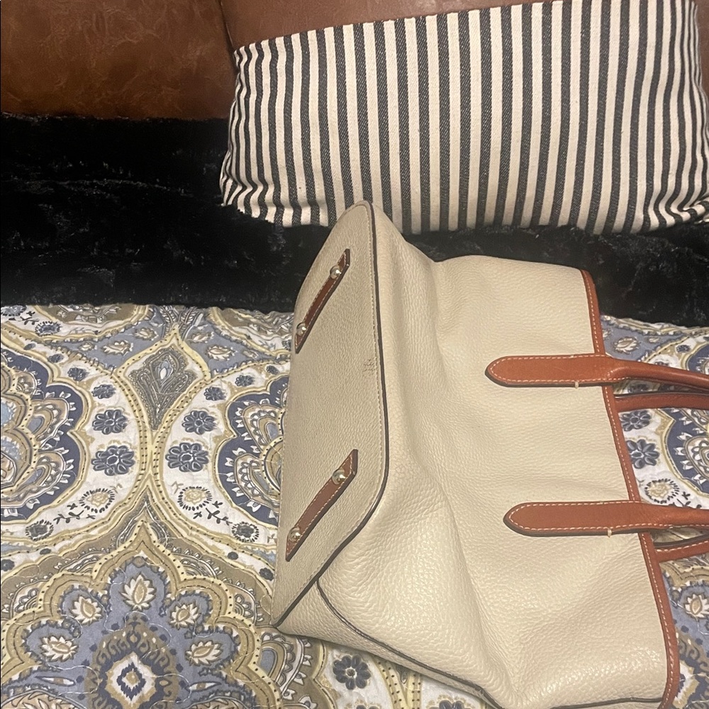 Dooney & Bourke Tan and Brown Leather Tote - Picture 4 of 5
